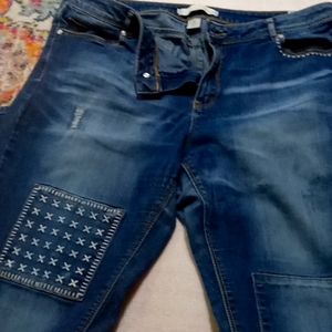 Est 1946 denim jeans size 16 stitching patchwork detail